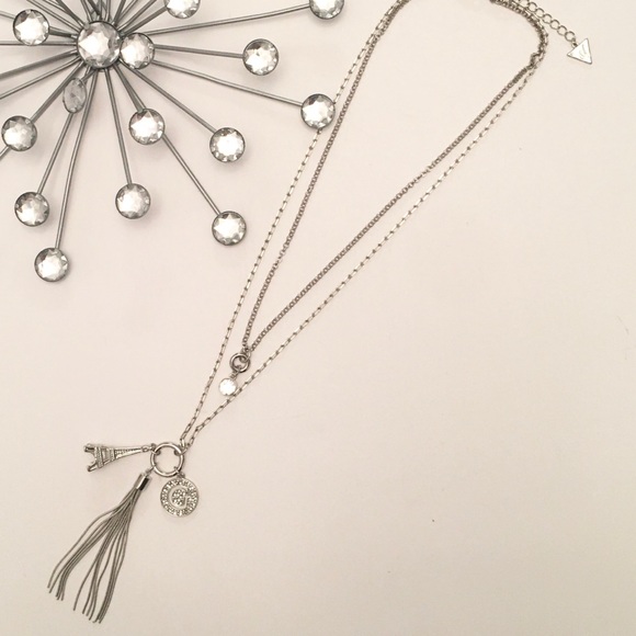 Guess Multi Layer Necklace SilverTone/ Rhinestone - Picture 2 of 8